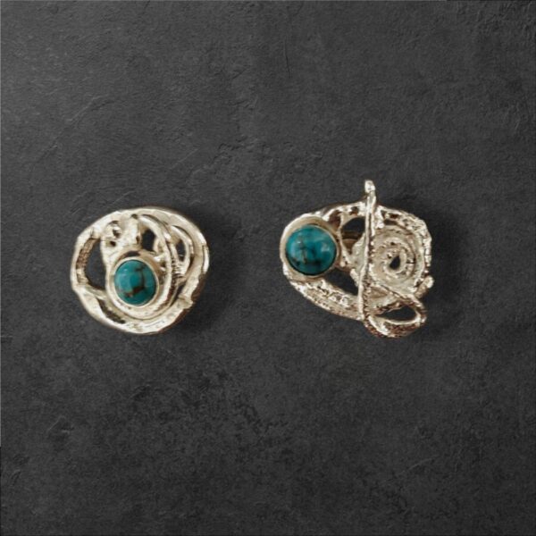 Organic Turquoise Silver Earrings