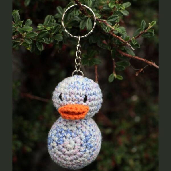 Blue and White Duck Key Ring