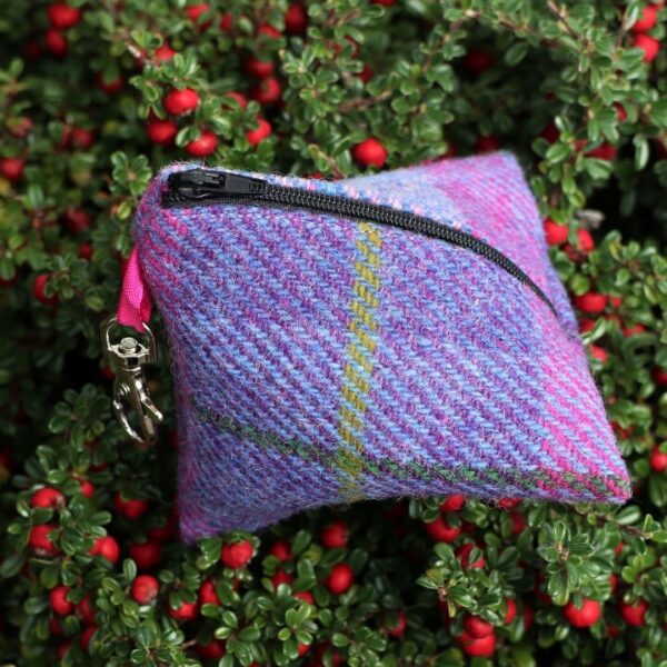 Purple Heather Harris Tweed Sankuku Pouch Purse