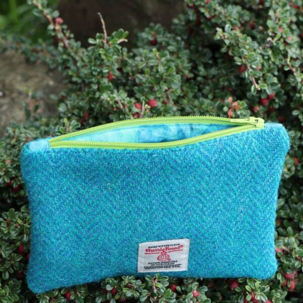 Light Blue Herringbone Harris Tweed Coin Purse