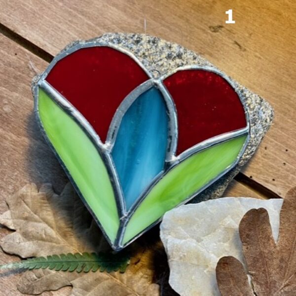 Stained Glass Small Heart Sun Catcher -1