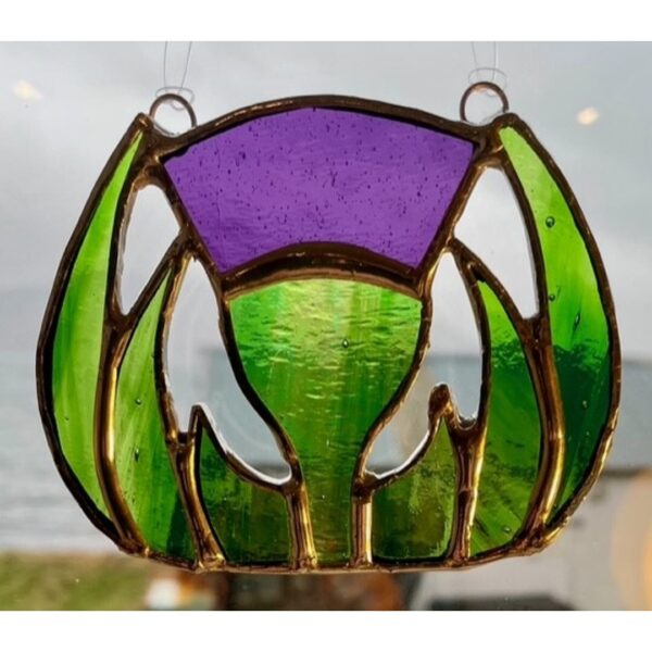 Stained Glass Scottish Thistle Sun Catcher I