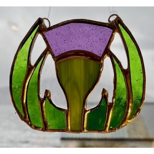 Stained Glass Scottish Thistle Sun Catcher II