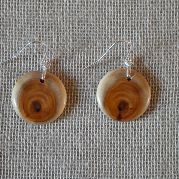 Yew Wood Round Earrings