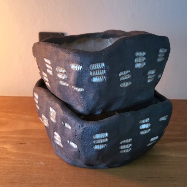 Two Black Stone Pots