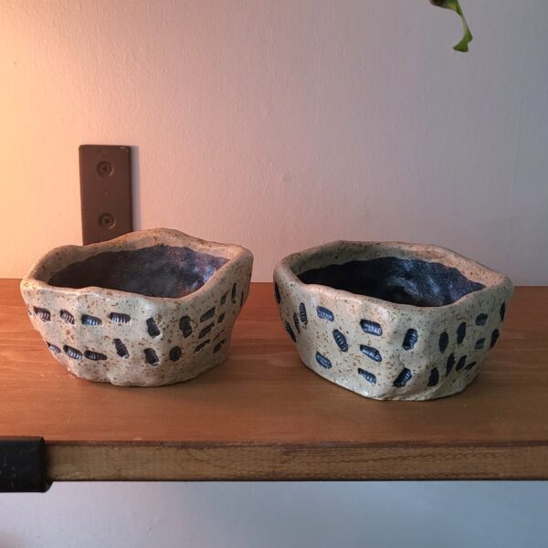 Two Speckled Stone Pots