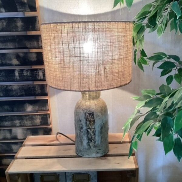 Stoneware Table Lamp with Hessian Shade