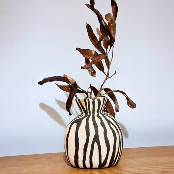 Zebra Stripe Stoneware Vessel