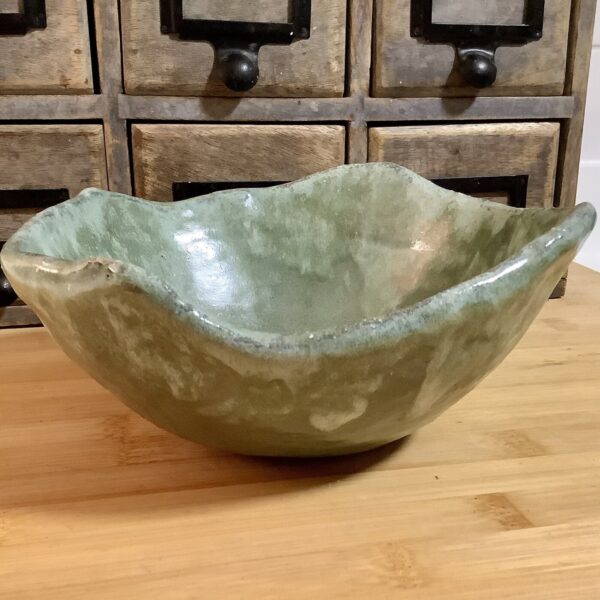Green Textured Stone Bowl