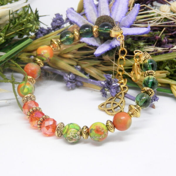 Jasper and Glass Memory Wire Bracelet
