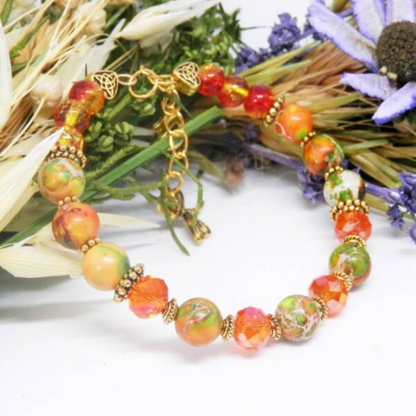 Gold Plated Jasper Memory Wire Bracelet