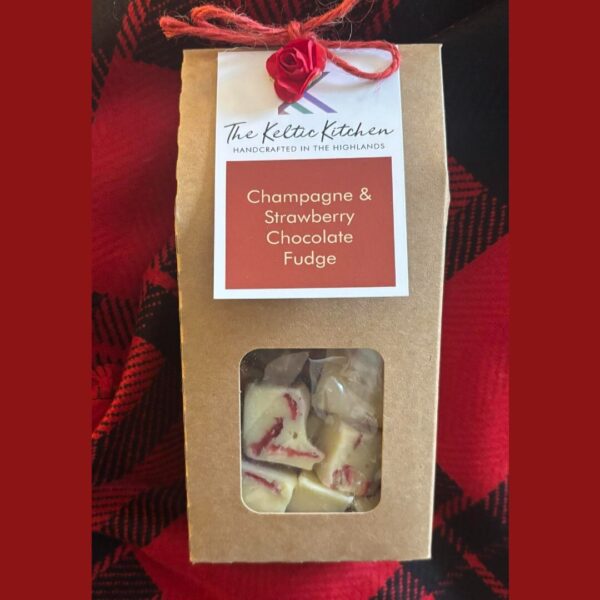 Champagne and Strawberry Belgian Chocolate Fudge