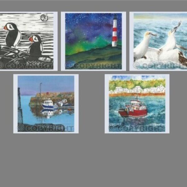 Pack of 5 Square Around the Coast Cards