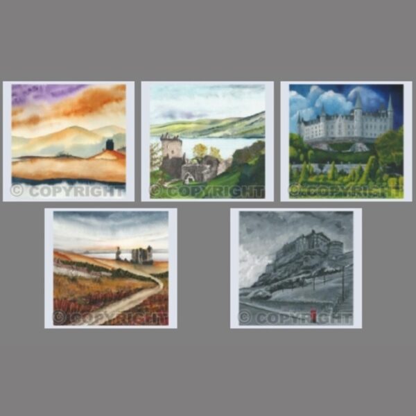 Pack of 5 Square Castle Cards