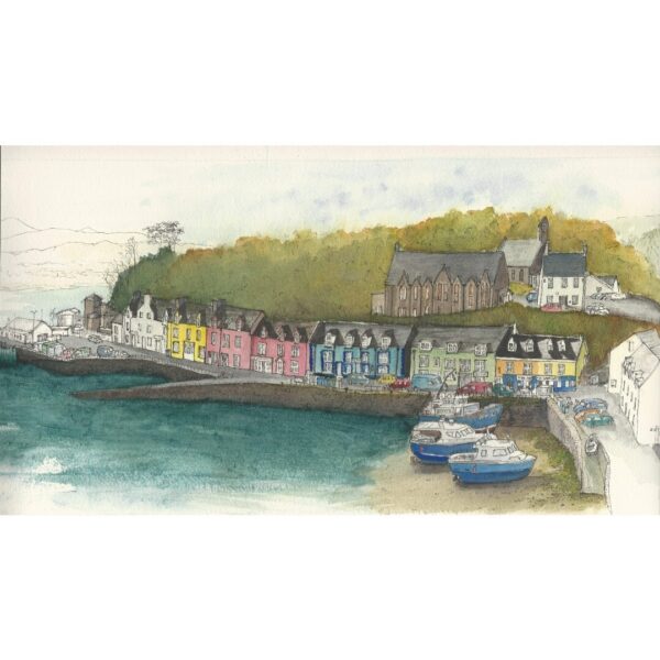 Portree Pen and Watercolour Painting