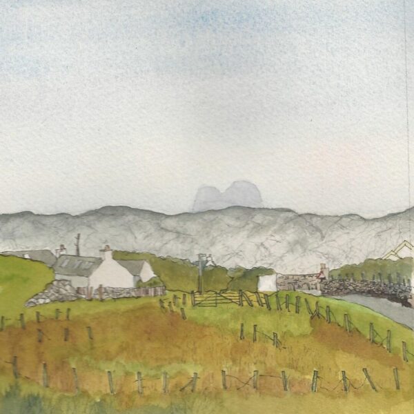Suilven Watercolour and Pen Painting
