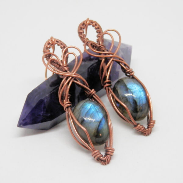 Wire Wrapped Labradorite Earrings