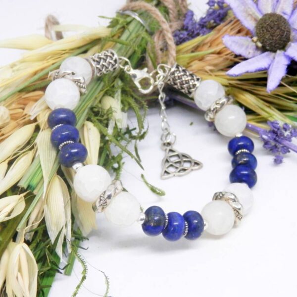 Lapis Lazuli and Agate Memory Wire Bracelet