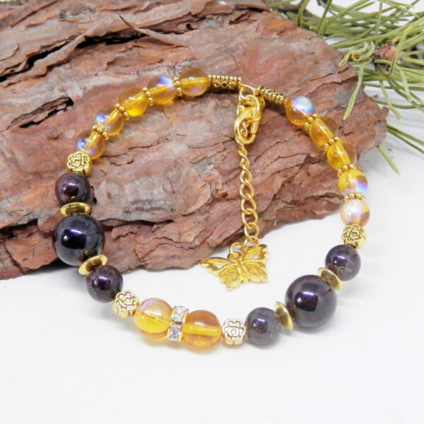 Garnet and Citrine Memory Wire Bracelet