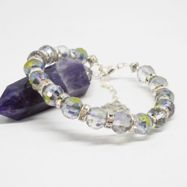Microfaceted Glass Bead Memory Wire Bracelet