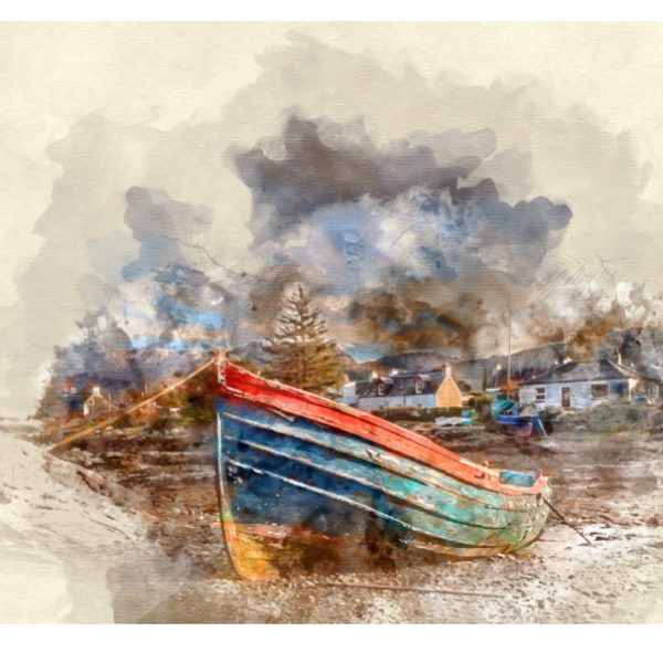 Old Boat, Plockton (Digital Watercolour)