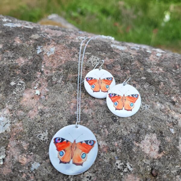 Peacock Butterfly Disc Pendant