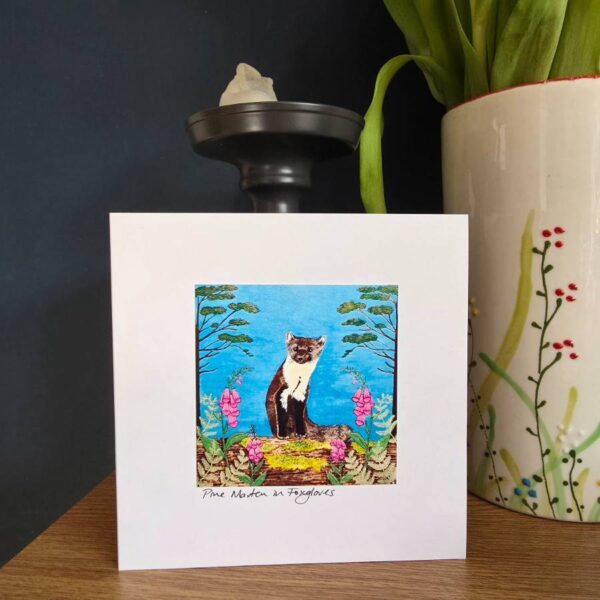 Pine Martin in Foxgloves Card