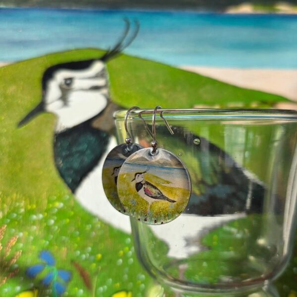 Lapwing in Machair Disc Earrings