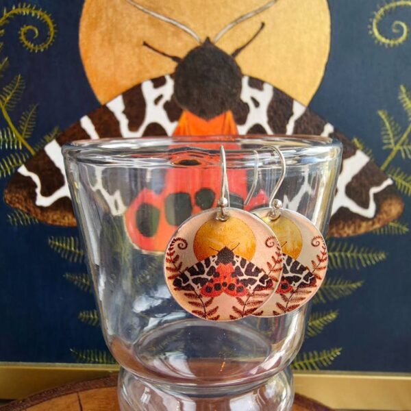 Rose Gold Garden Tiger Moth Disc Earrings