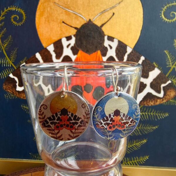 Reversible Garden Tiger Moth Disc Earrings