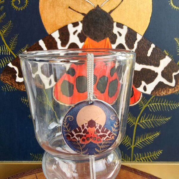 Dark Teal Garden Tiger Moth Disc Pendant