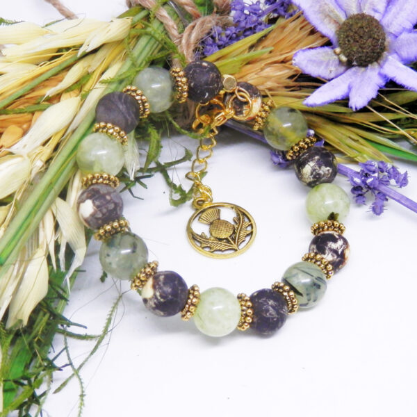 Prehnite and Jasper Memory Wire Bracelet