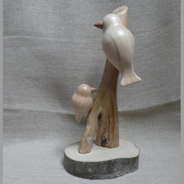 Lime Wood Double Bird Sculpture
