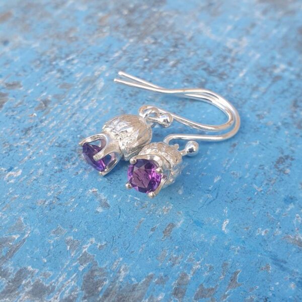 Amethyst Thistle Earrings - Hooks