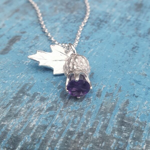 Amethyst Thistle Leaf Necklace