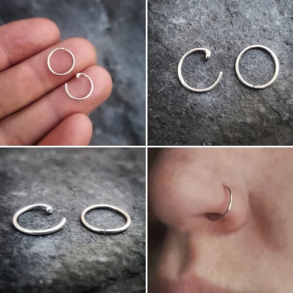 Argentium Silver Nose Open Ring 0.8 mm x 8mm