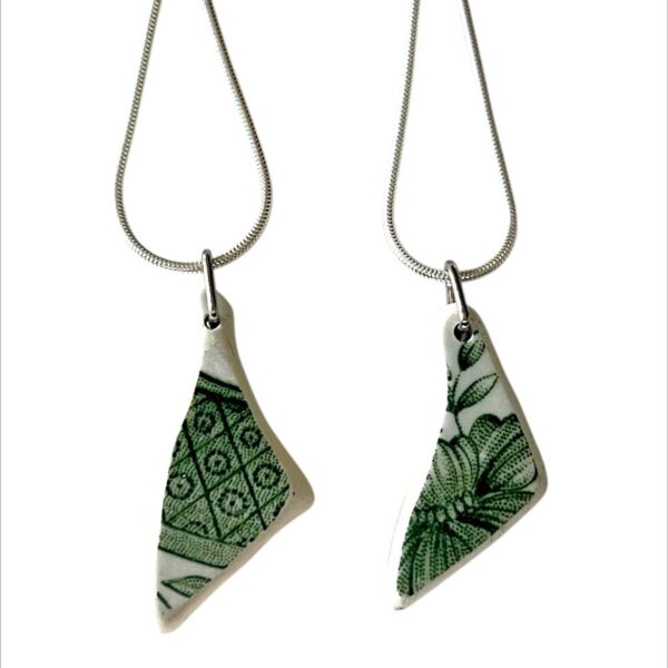 Green Beach Pottery Pendant - 1