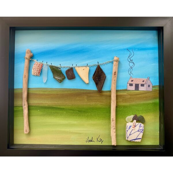 Washing Line in the Countryside Black Frame