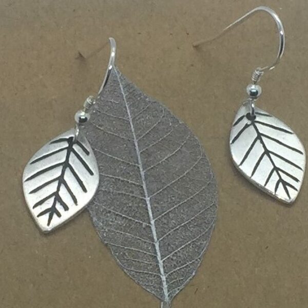 Leaf Drop Silver Earrings