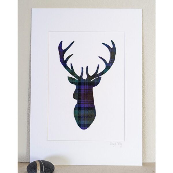 Tartan Stag Mounted Picture (large)