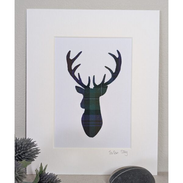 Tartan Stag Mounted Picture (small)