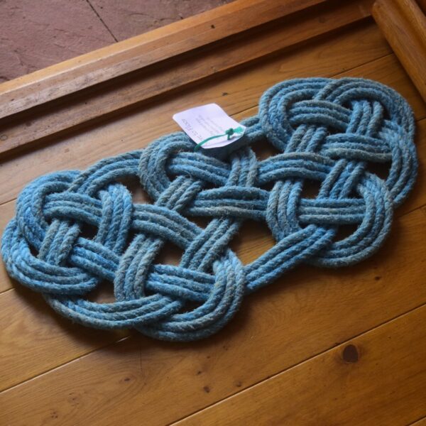 Soft Blue Trapezoid Design Floor Mat