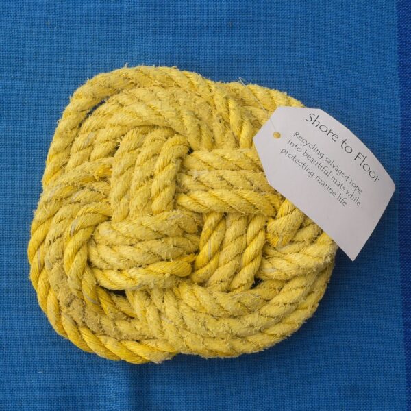 Yellow Turks Head Table Mat With Grey Fleck