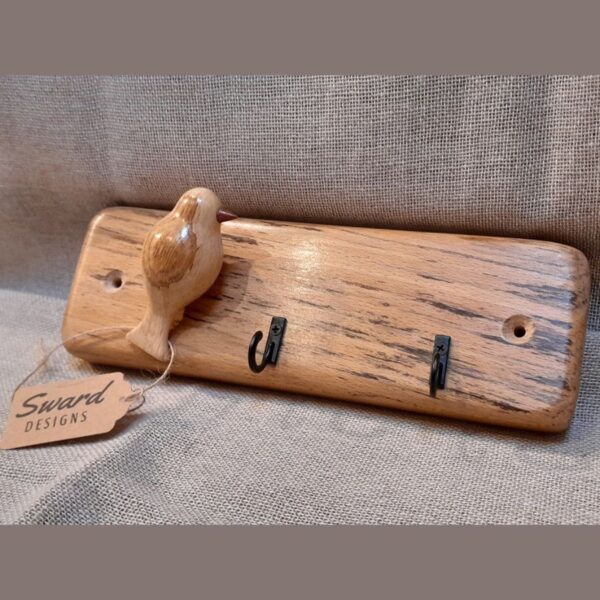 Spalted Oak Key Hanger with Oak Bird