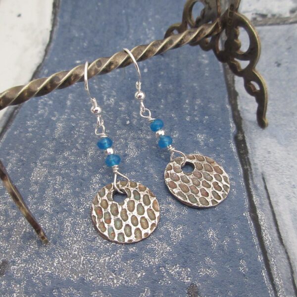 Handcrafted Silver Earrings with Blue Quartz