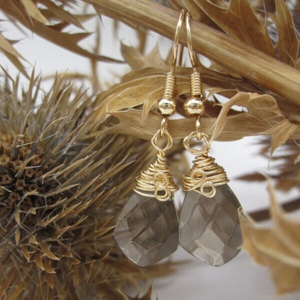Gold Plated Smokey Quartz Earrings