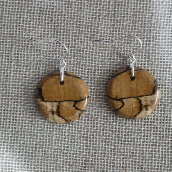Spalted Beech Round Earrings