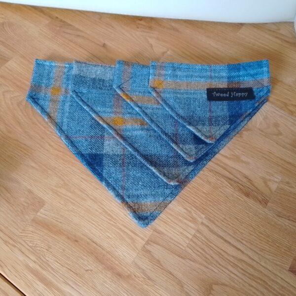 Grey and Blue Shetland Tweed Dog Bandana - Small