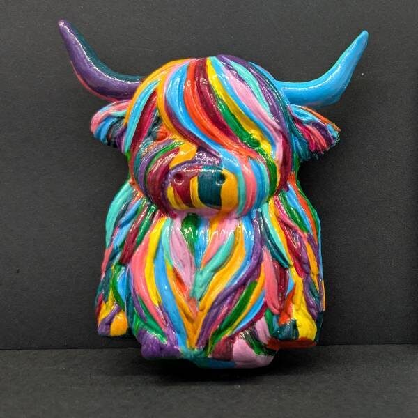 Multicoloured Highland Cow Fridge Magnet