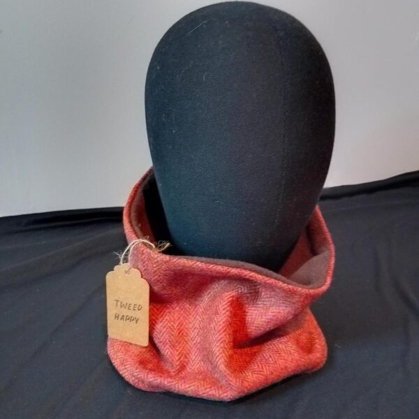 Orange Herringbone Tweed Cowl